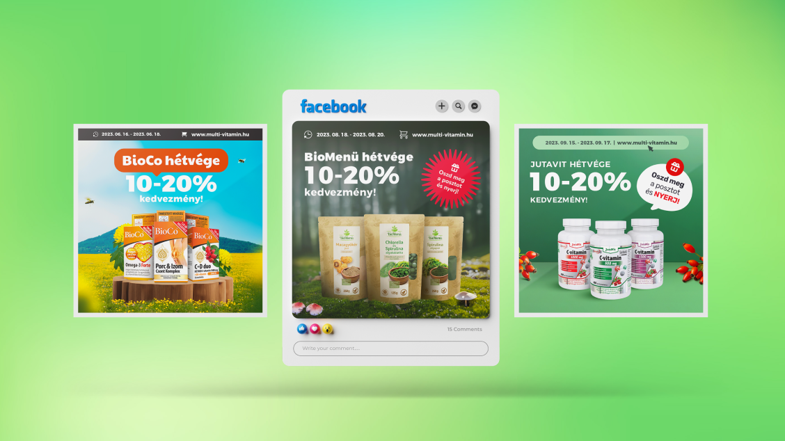 közösségi média posztok készítése grafikákkal és szövegezéssel